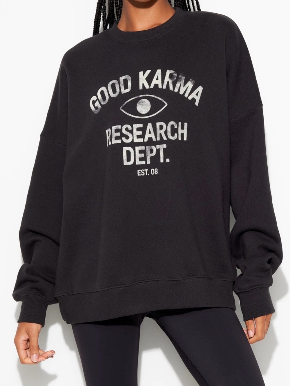 Spiritual Gangster Good Karma Research Dept. Graphic Sweatshirt Black White XS
